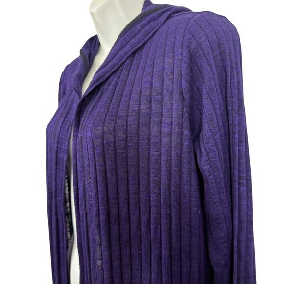 Chicos Zenergy Purple Longline Duster Hooded Cardigan Ribbed Sweater Thin 0/ S - Picture 10 of 15